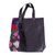 Leather and cotton blend shoulder bag, 'Blooming Midnight' - Black Leather and Fabric Shoulder Bag (image 2a) thumbail