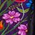 Leather and cotton blend shoulder bag, 'Blooming Midnight' - Black Leather and Fabric Shoulder Bag (image 2c) thumbail