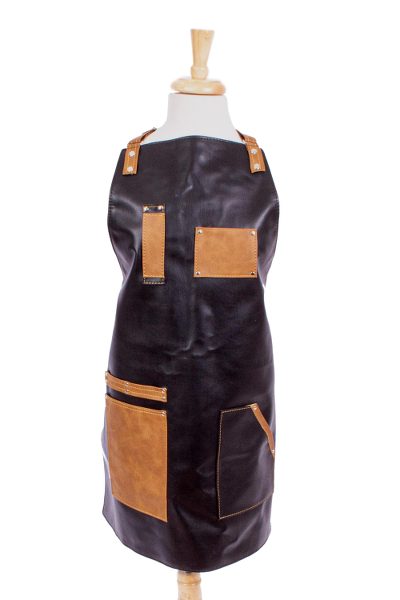 Faux leather utility apron, 'Well-Suited' - Handcrafted Faux Leather Utility Apron
