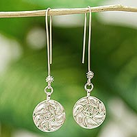 Sterling silver filigree dangle earrings, 'Nautilus Treasure' - Filigree Silver Dangle Earrings