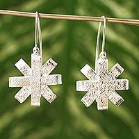 Sterling silver dangle earrings, 'Asterisk' - Handmade Sterling Silver Earrings