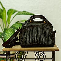 Featured review for Leather shoulder bag, Guadalajara Weave