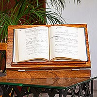 Wood book stand, 'Words of Wisdom' - Handcrafted Wood Book Stand from Mexico