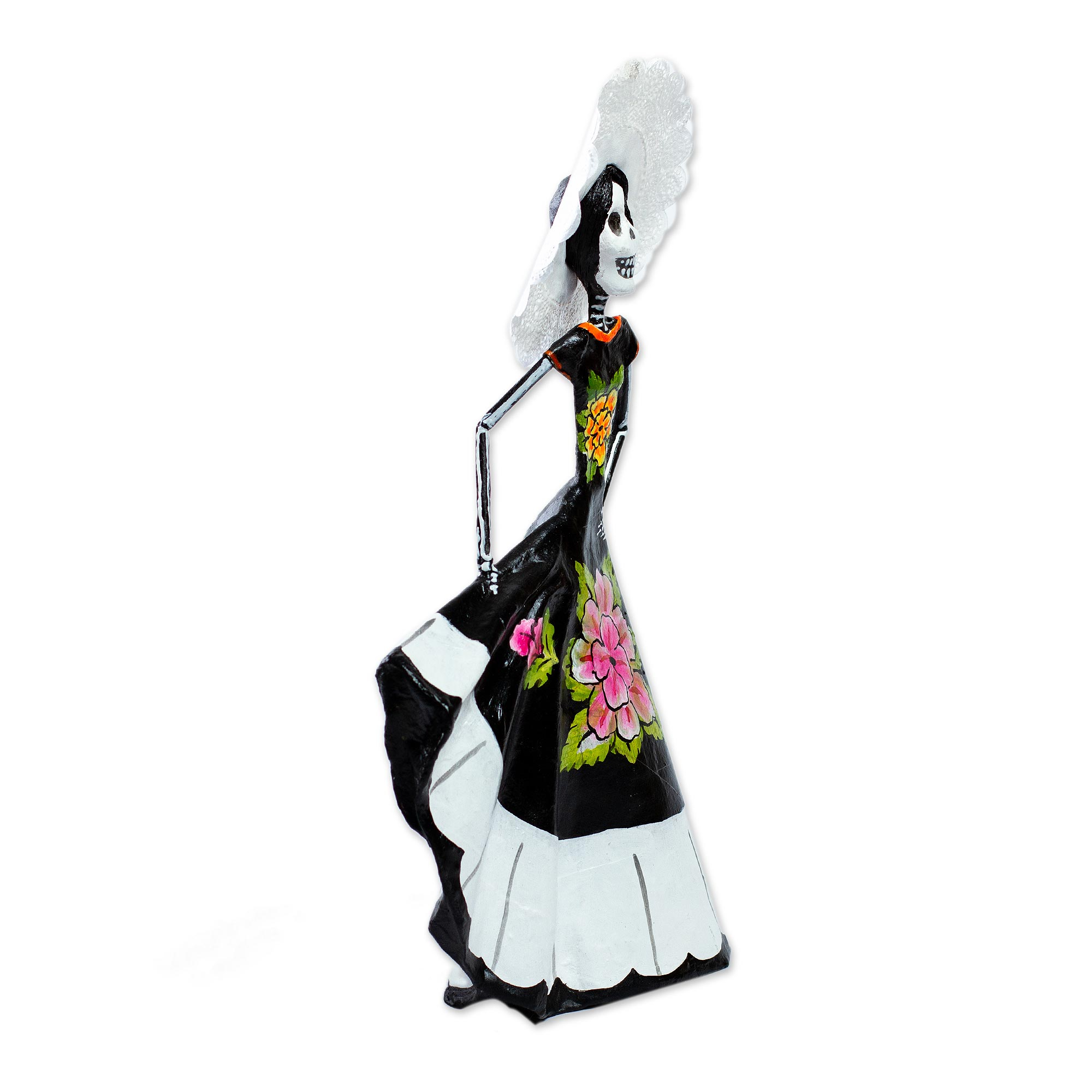 Unicef Market Hand Painted Papier Mache Catrina Sculpture Tehuana