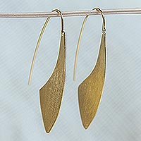 Gold plated drop earrings, 'Set Sail' - Modern 24k Gold Plated Earrings