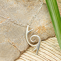 Sterling silver pendant necklace, 'Intertwined Shells' - Intertwined Snail Pendant Necklace in Sterling Silver