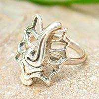 Sterling silver cocktail ring, 'Aztec Snail' - Sterling Silver Cocktail Ring with Aztec Snail Symbol