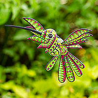 Wood alebrije sculpture, 'Bright Zapotec Hummingbird' - Wood Alebrije Sculpture from Mexico