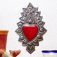 Embossed tin wall accent, 'Imperial Heart' - Artisan Crafted Tin Wall Accent