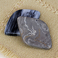 Stress-relieving stones, 'Elegance Amulet' (pair) - Polished Stones for Stress Relief (Pair)