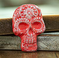 Ceramic magnet, 'Bright Skull' - Day of the Dead Skull Ceramic Magnet from Mexico