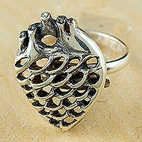 Sterling silver wrap ring, 'Agave Heart' - Agave Heart Sterling Silver Wrap Ring Crafted in Mexico