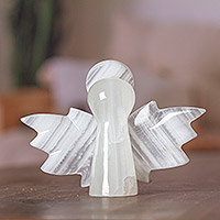 Onyx sculpture, 'Precious Heaven' - Onyx Sculpture of Angel Handcrafted in Mexico