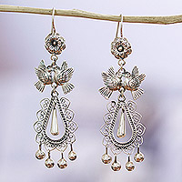 Sterling silver chandelier earrings, 'Clarity Mazahua' - Sterling Silver Chandelier Earrings Handcrafted in Mexico