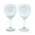 Handblown wine glasses, 'Luxury Spiral' (pair) - Pair of White Handblown Wine Glasses with Spiral Motifs thumbail