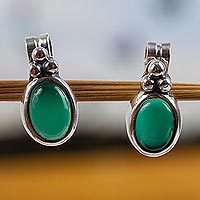 Chrysoprase button earrings,