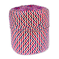 Natural fiber basket, 'Tiger in Fuchsia' - Fuchsia Basket with Lid Hand-Woven from Palm Fiber in Mexico
