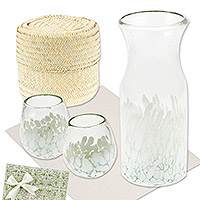 Drinkware gift set, 'Neutral' - Host Gift Box with 2 Glasses-Carafe-Basket in White