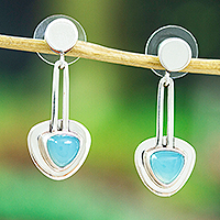 Chalcedony dangle earrings, 'Angel's Spirit' - Sterling Silver Dangle Earrings with Chalcedony Stones