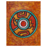 Giclee print, 'Pre-Columbian IV' - Ink on Paper Giclee Print of Classic Pre-Columbian Stamp