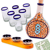 Curated gift set, 'Tequila Days' - Handmade Ceramic and Glass Tequila-Themed Curated Gift Set