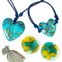 Curated gift set, 'Emotions from Nature' - Green and Aqua Papier Mache and Glass Curated Gift Set