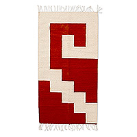 Wool area rug, 'Rust Greca' (2.5x5) - Handloomed Zapotec Greca-Patterned Wool Area Rug (2.5x5)