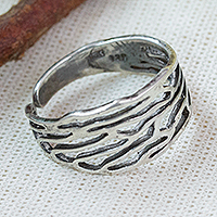 Sterling silver wrap ring, 'Perseverant Flutter' - High-Polished Wing-Shaped Sterling Silver Wrap Ring