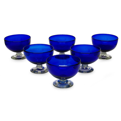 Unique Handblown Glass Blue Dessert Dinnerware (Set Of 6) - Sapphire ...