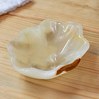 Marble catchall, 'Green Shell' - Marble Shell Catchall Holder Dish Tray Organizer in Green