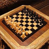 Onyx and marble chess set,