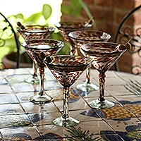 Martini glasses Amethyst Swirl set of 6 Mexico