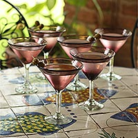 Martini glasses Amethyst set of 6 Mexico