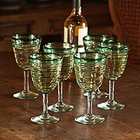 Goblets Green Spiral set of 6 Mexico