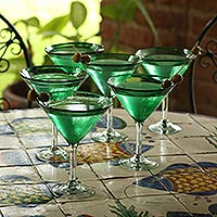 Martini glasses Vegetation set of 6 Mexico