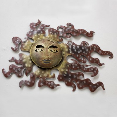 Iron wall adornment 'Placid Reflections of the Sun' (medium) - Fair Trade Wall Sculpture Metal Art Mexico