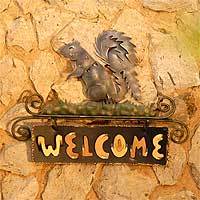 Iron welcome sign,