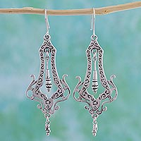 Sterling silver dangle earrings Long Lace Mexico