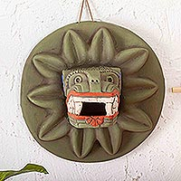 Ceramic figurine, 'Feathered Serpent from Teotihuacan' - Collectible Archaeological Ceramic Snake Wall Art