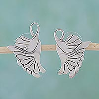 Sterling silver button earrings On Doves Wings Mexico