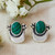 Malachite button earrings, 'Healing Crescent' - Fair Trade Sterling Silver and Malachite Earrings (image 2) thumbail