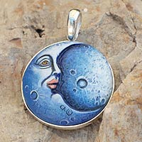 Sterling silver pendant Blue Moon Mexico
