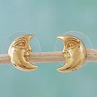 Gold plated button earrings,