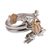 Gold accented wrap ring, 'Rain Frog' - 22k Gold Plated Frog Cocktail Ring (image 2a) thumbail