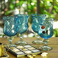 Cocktail glasses Caribbean Sea set of 4 Mexico