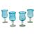 Cocktail glasses, 'Caribbean Sea' (set of 4) - Handmade Handblown Recycled Glass Cocktail Goblets Set of 4 (image 2a) thumbail