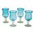 Cocktail glasses, 'Caribbean Sea' (set of 4) - Handmade Handblown Recycled Glass Cocktail Goblets Set of 4 (image 2b) thumbail