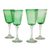 Etched wine glasses, 'Emerald Flowers' (set of 4) - Mexican Etched Handblown Glass Wine Goblets (Set of 4) (image 2a) thumbail
