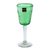 Etched wine glasses, 'Emerald Flowers' (set of 4) - Mexican Etched Handblown Glass Wine Goblets (Set of 4) (image 2c) thumbail