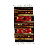 Zapotec wool rug Ancestral Red 2.5x5 Mexico